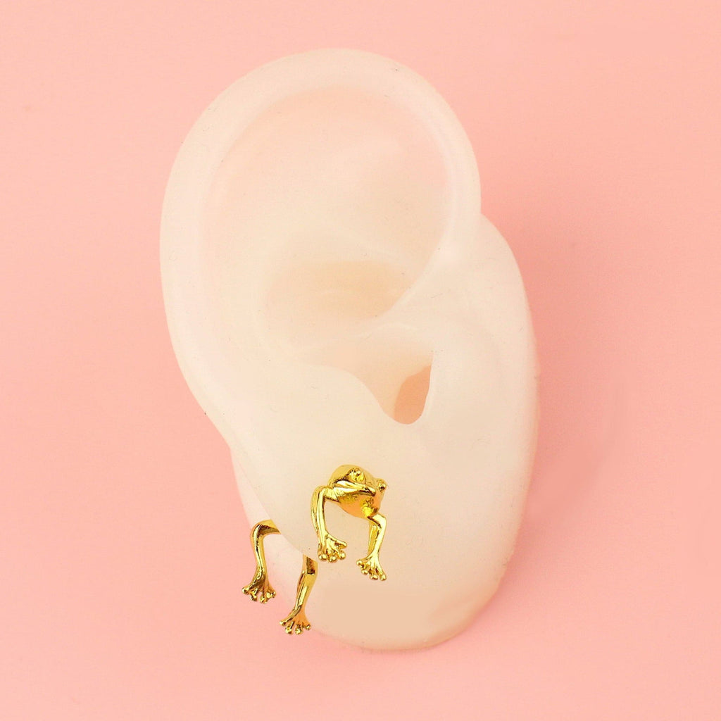 Ear wearing 2 Piece Frog Earrings (Gold Plated)