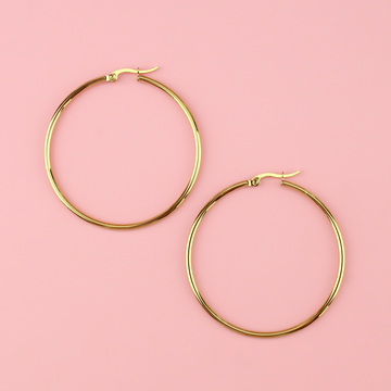 60mm Stainless Steel Hoop Earrings (Gold Plated)