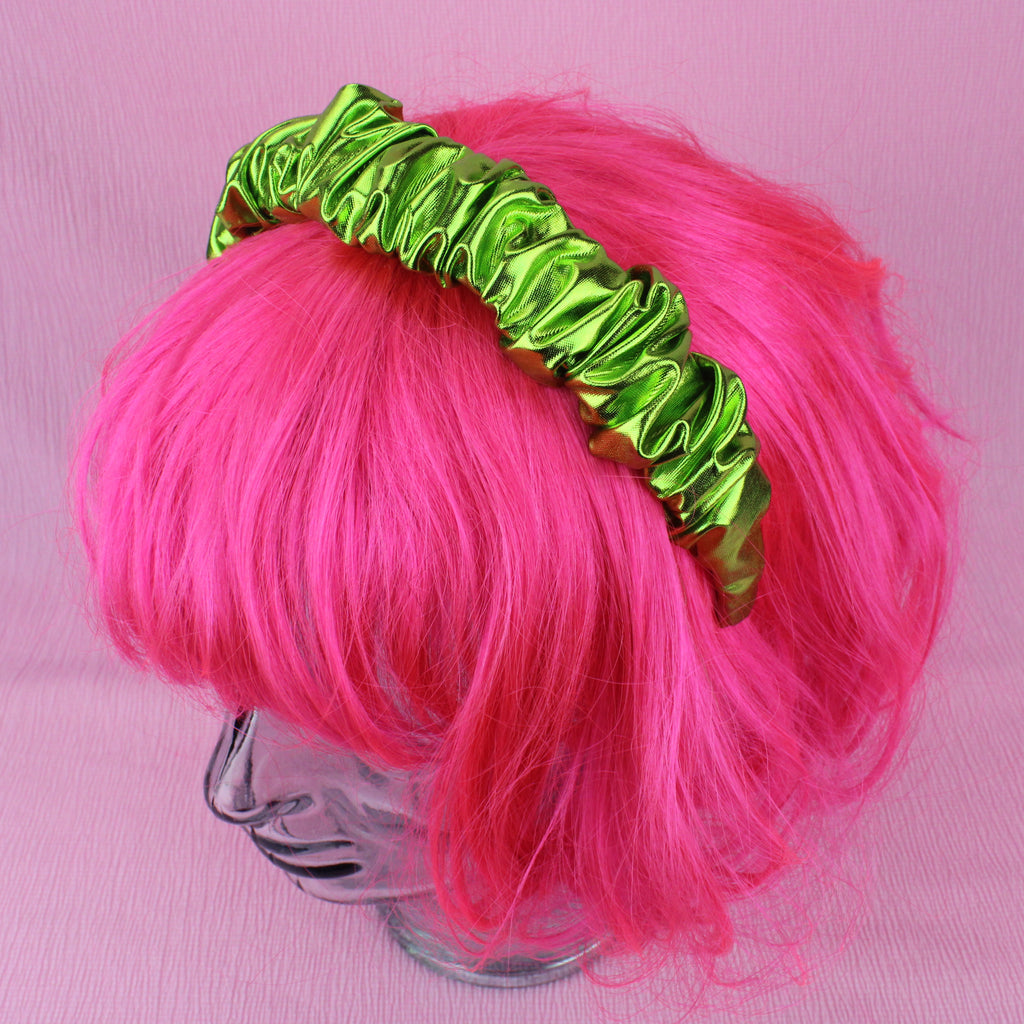 Aliens Exist Headband showed on a wig fo scale