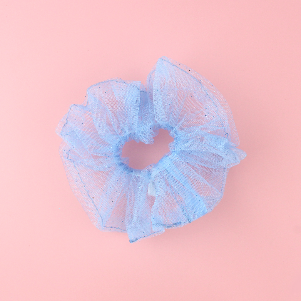 Baby blue mesh scrunchie