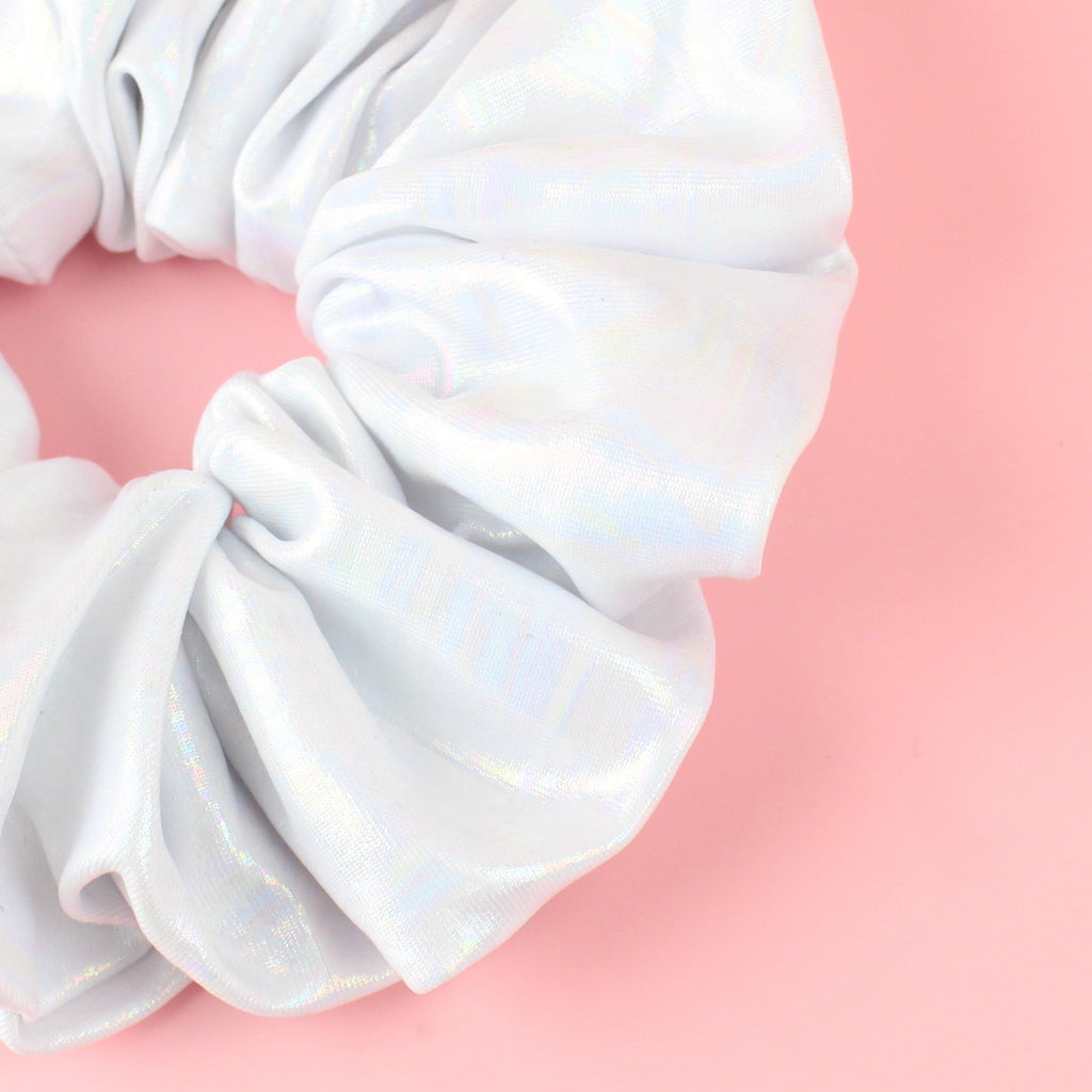 White holographic scrunchie