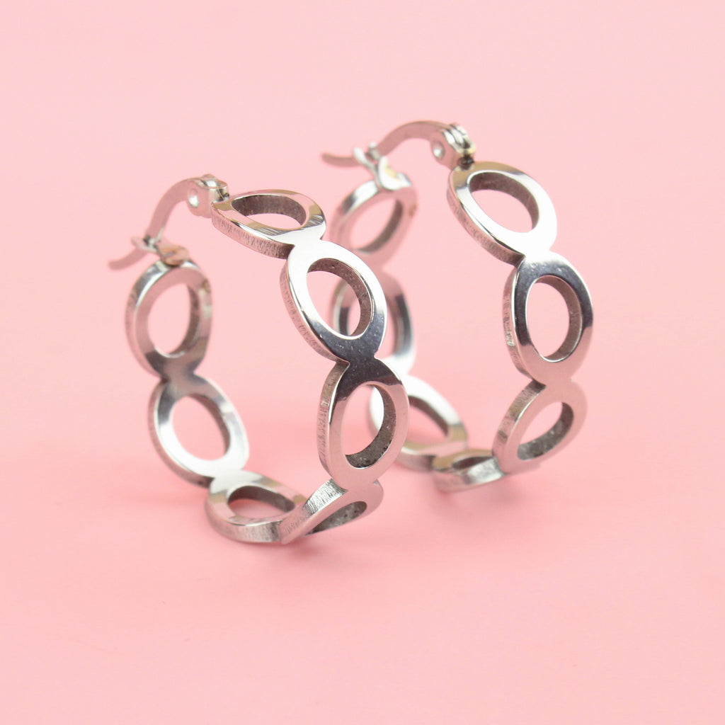 Stainless steel hoops made up of cut out circles