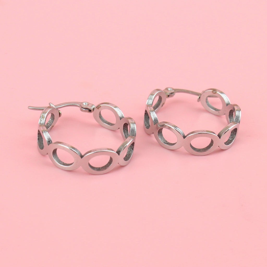 Stainless steel hoops made up of cut out circles