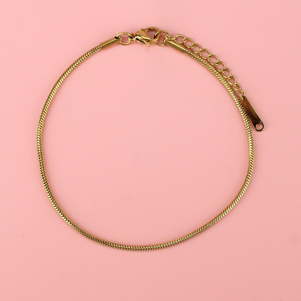 Gold plated snake chain bracelet with extension chain