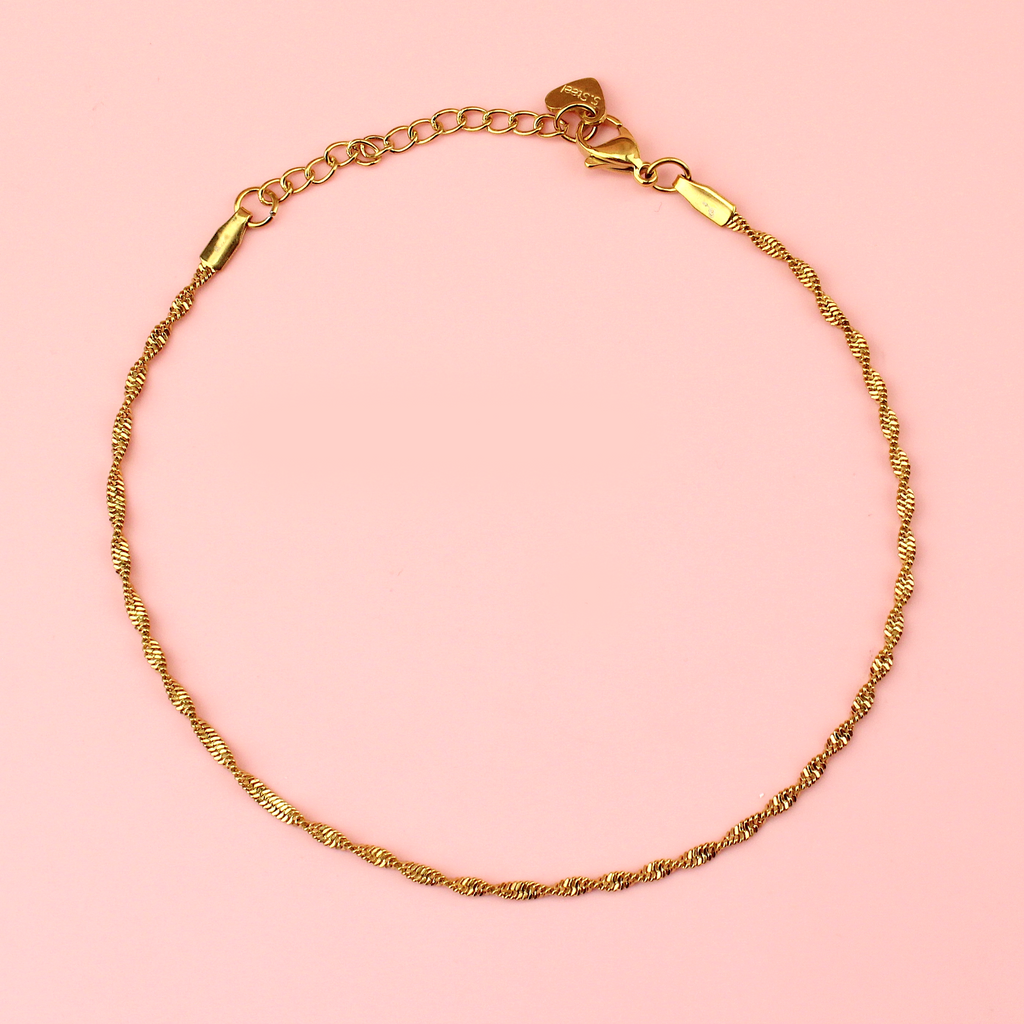 Twisted Anklet (Gold Plated)