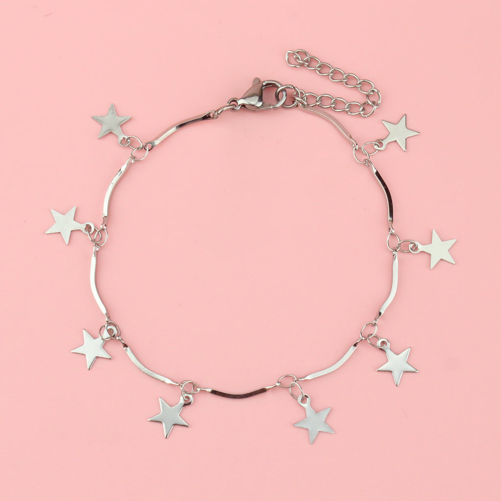 Stainless steel bracelet with star charms