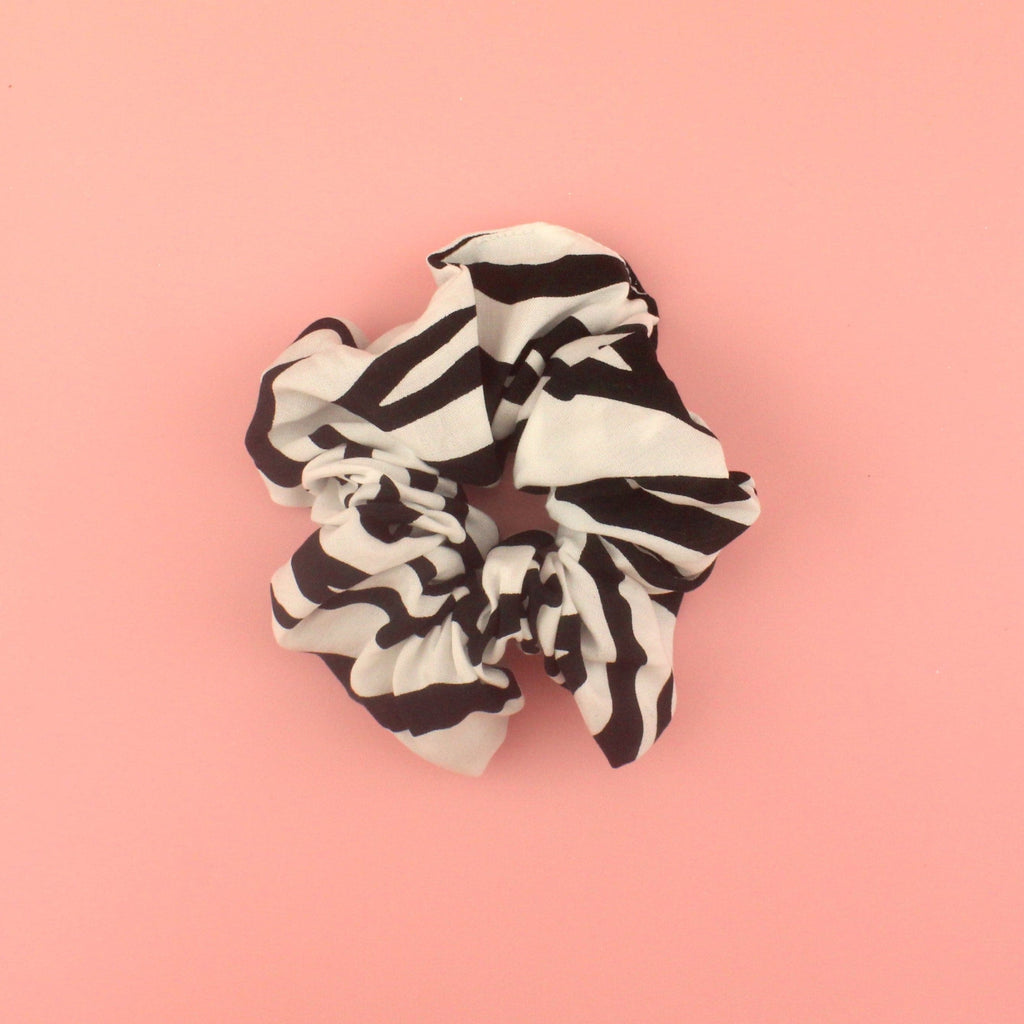 Black and white zebra print scrunchie