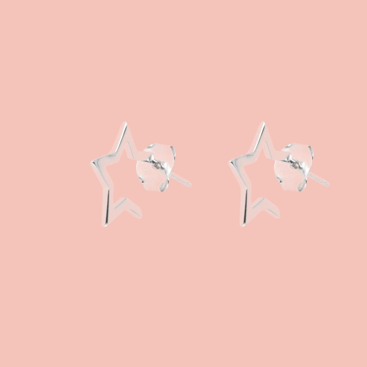 Star Outline Earrings (Sterling Silver) Sour Cherry