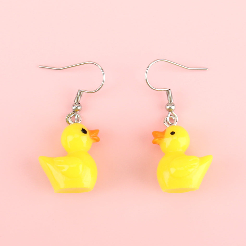 Hook-a-duck inspired duck charms on stainless steel earwires