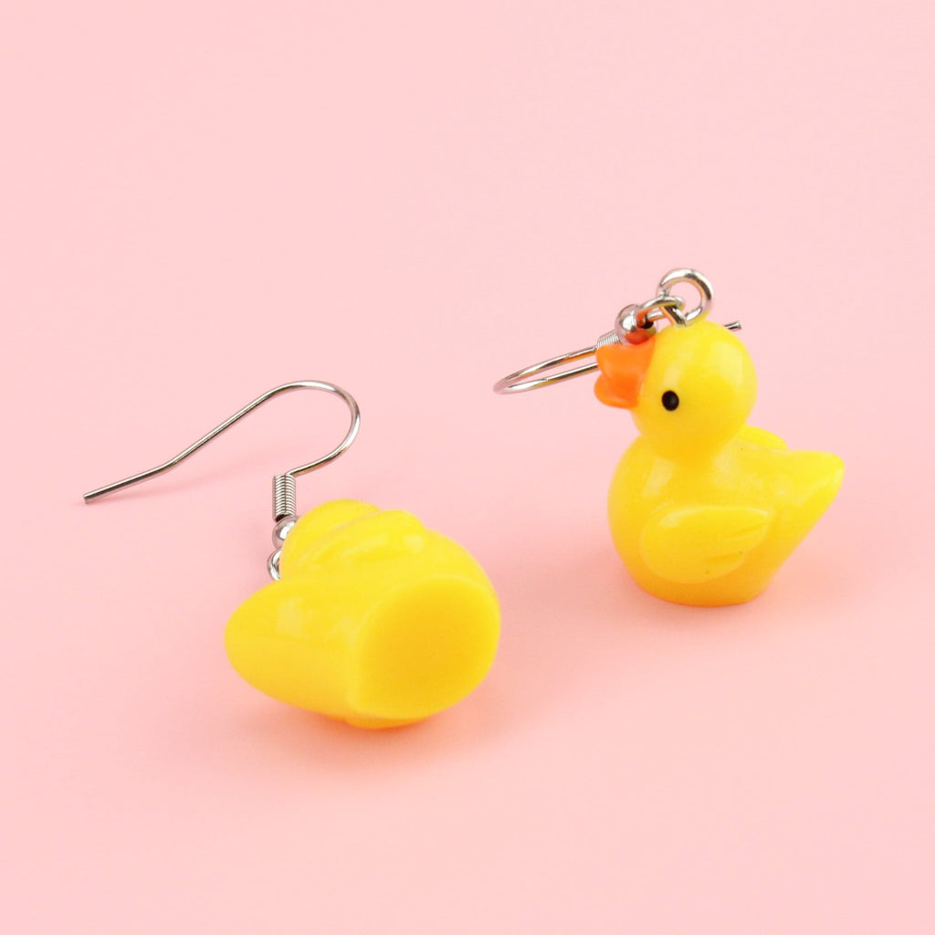 Hook-a-duck inspired duck charms on stainless steel earwires