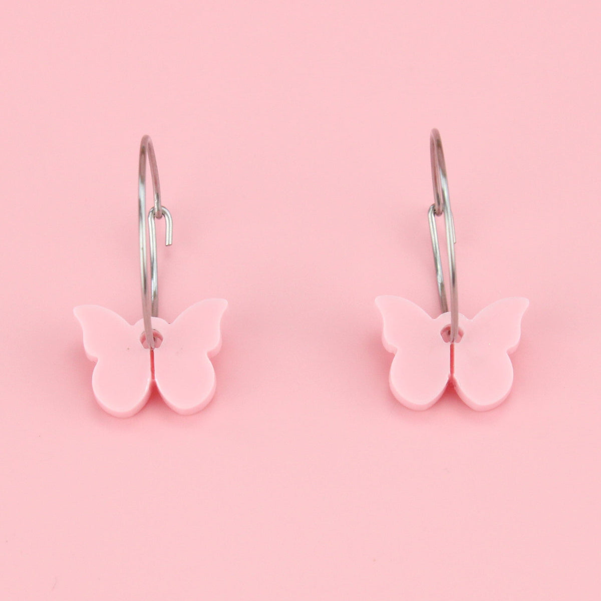 You're My Butterfly, Sugar Baby Hoop Earrings (Baby Pink) Sour Cherry