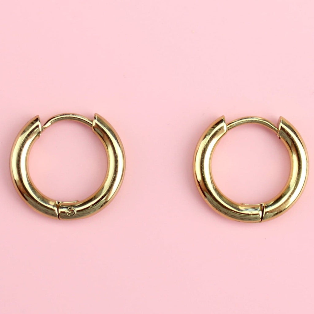 15mm Stainless Steel Hoop Earrings (Gold Plated)
