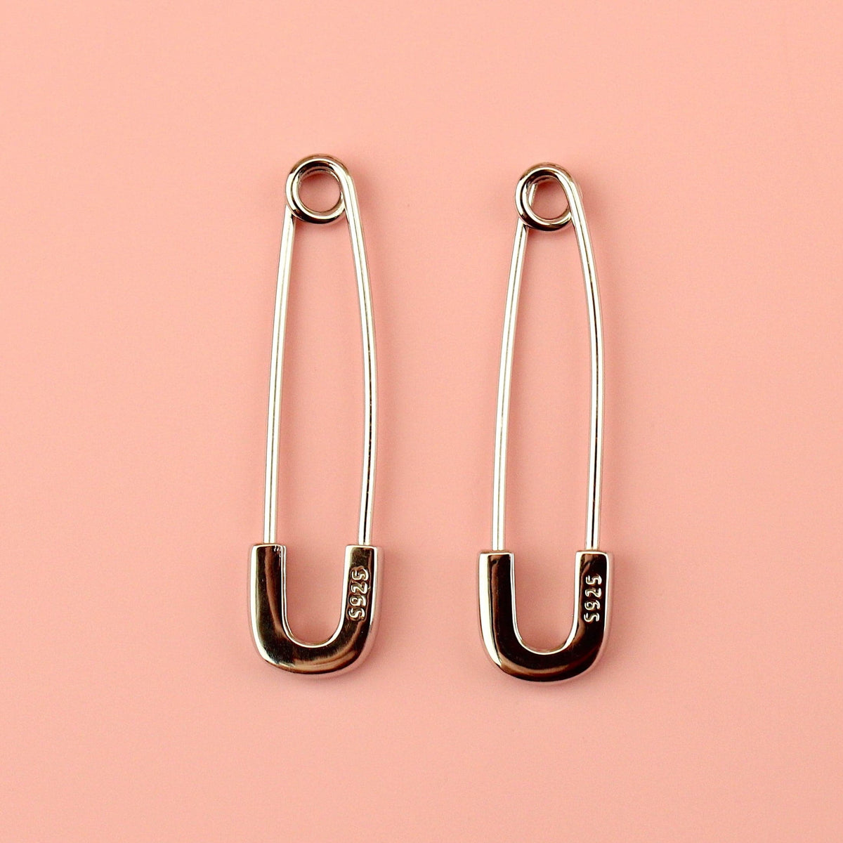 Safety Pin Earrings Sterling Silver
