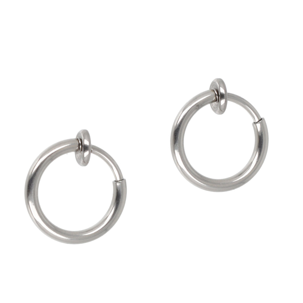 13mm Clip On Stainless Steel Hoop Earrings - Sour Cherry