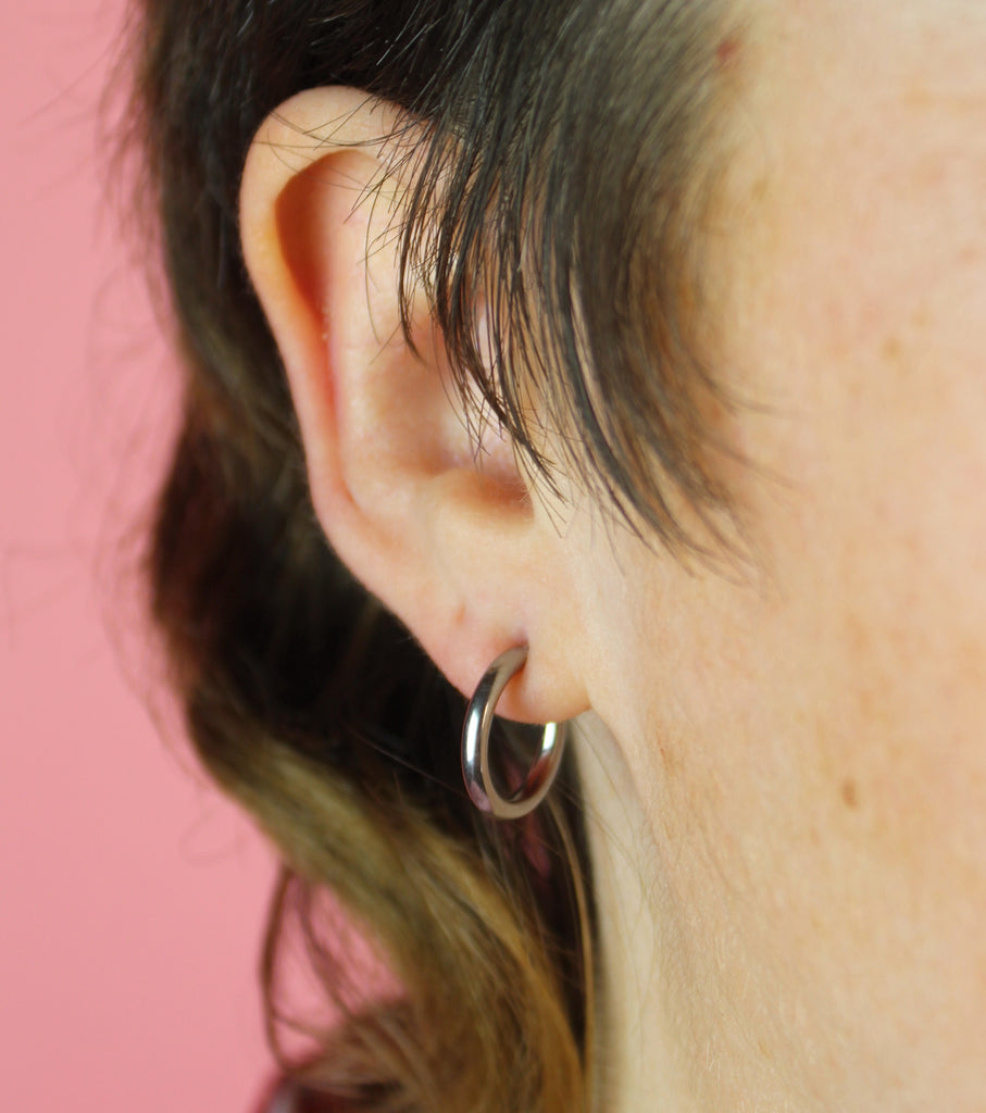 13mm Clip On Stainless Steel Hoop Earrings - Sour Cherry