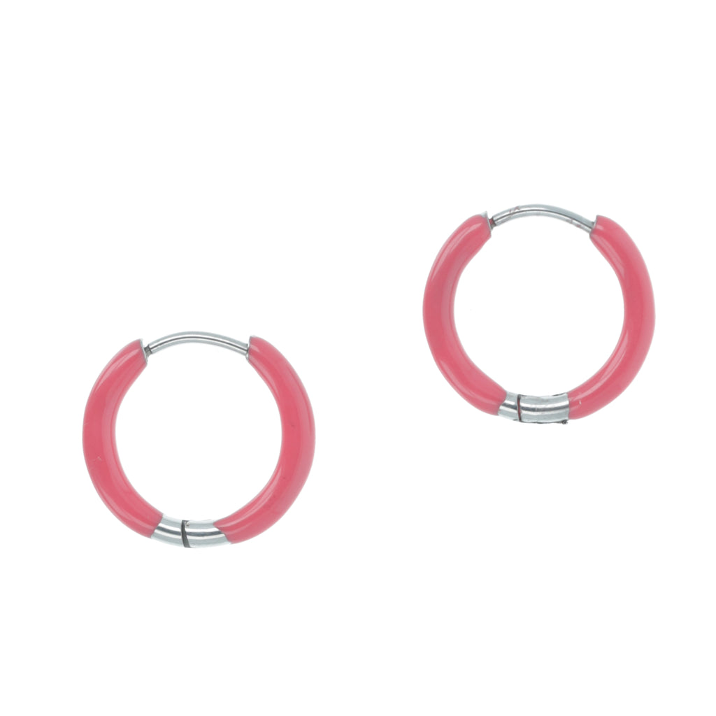 17mm Pink Hoop Earrings - Sour Cherry