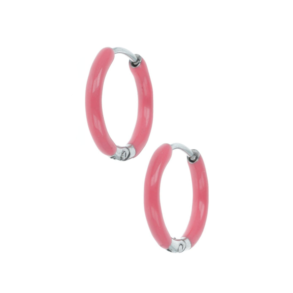 17mm Pink Hoop Earrings - Sour Cherry