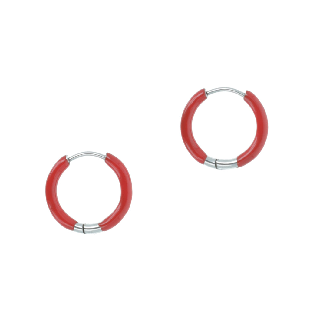17mm Red Hoop Earrings - Sour Cherry