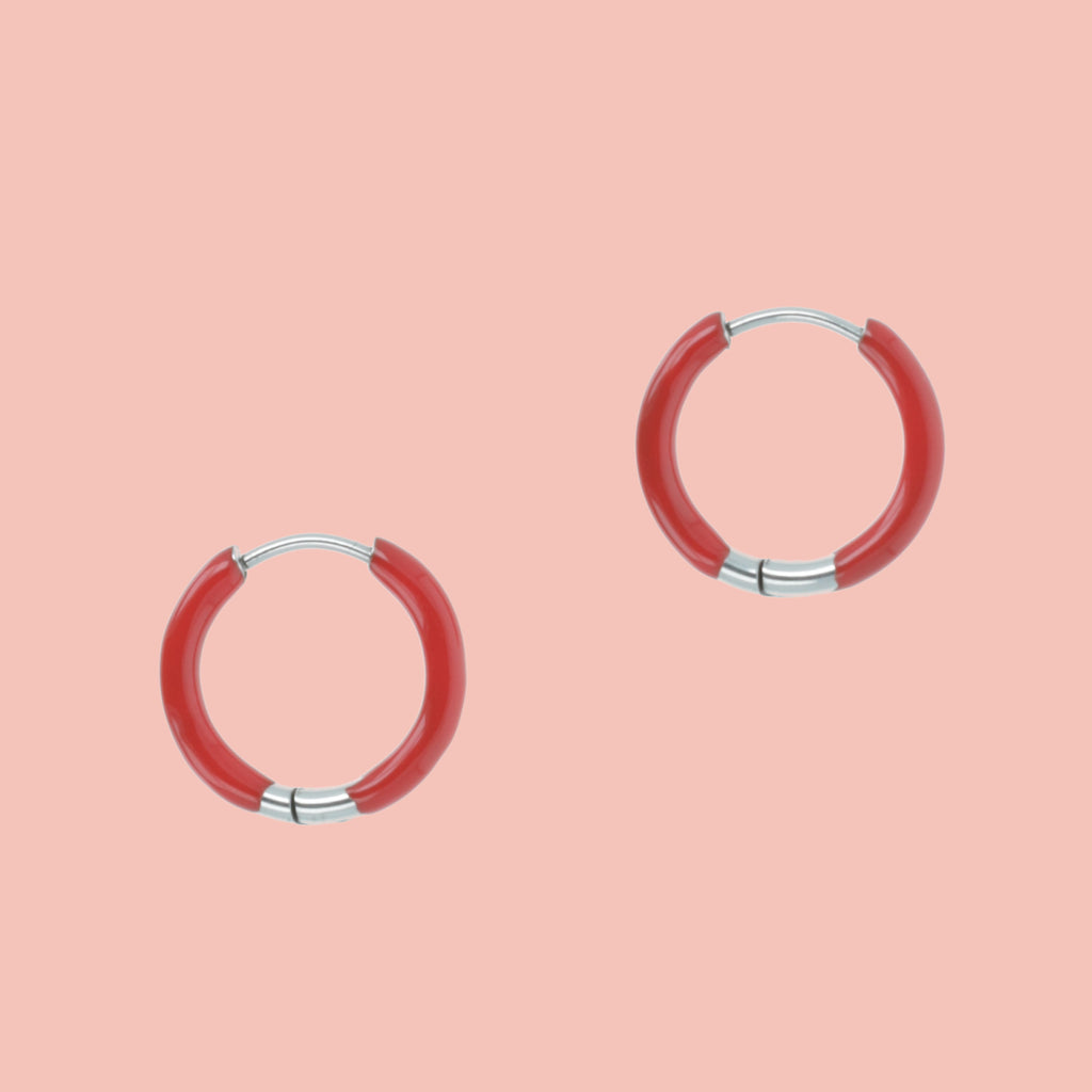 17mm Red Hoop Earrings - Sour Cherry