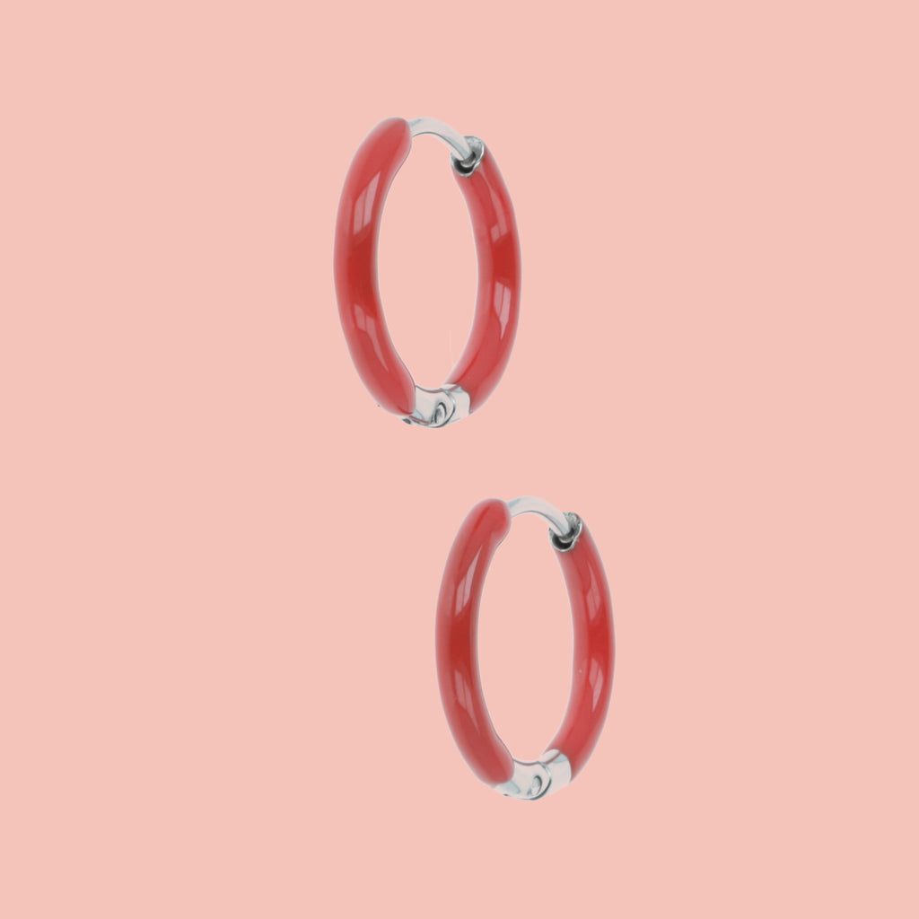 17mm Red Hoop Earrings - Sour Cherry