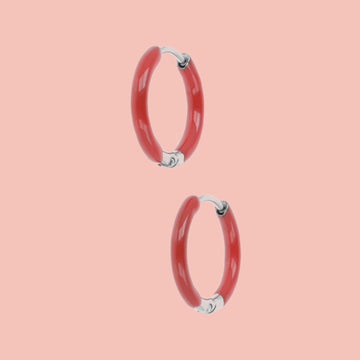 17mm Red Hoop Earrings - Sour Cherry