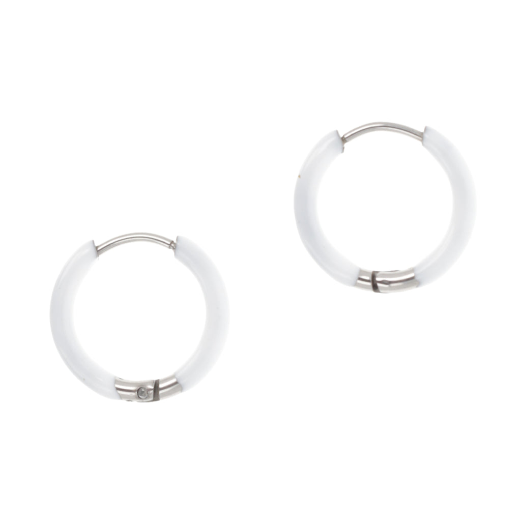17mm White Hoop Earrings - Sour Cherry