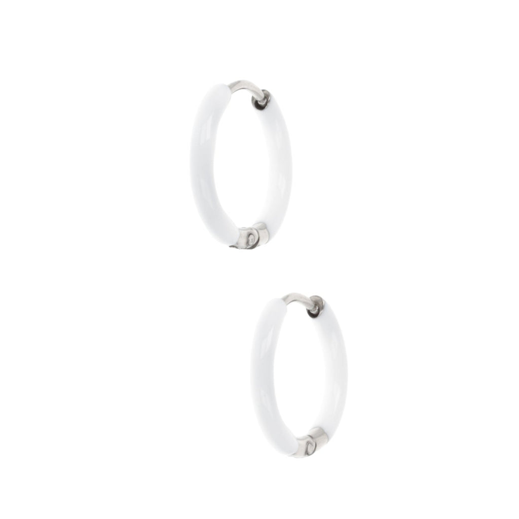 17mm White Hoop Earrings - Sour Cherry