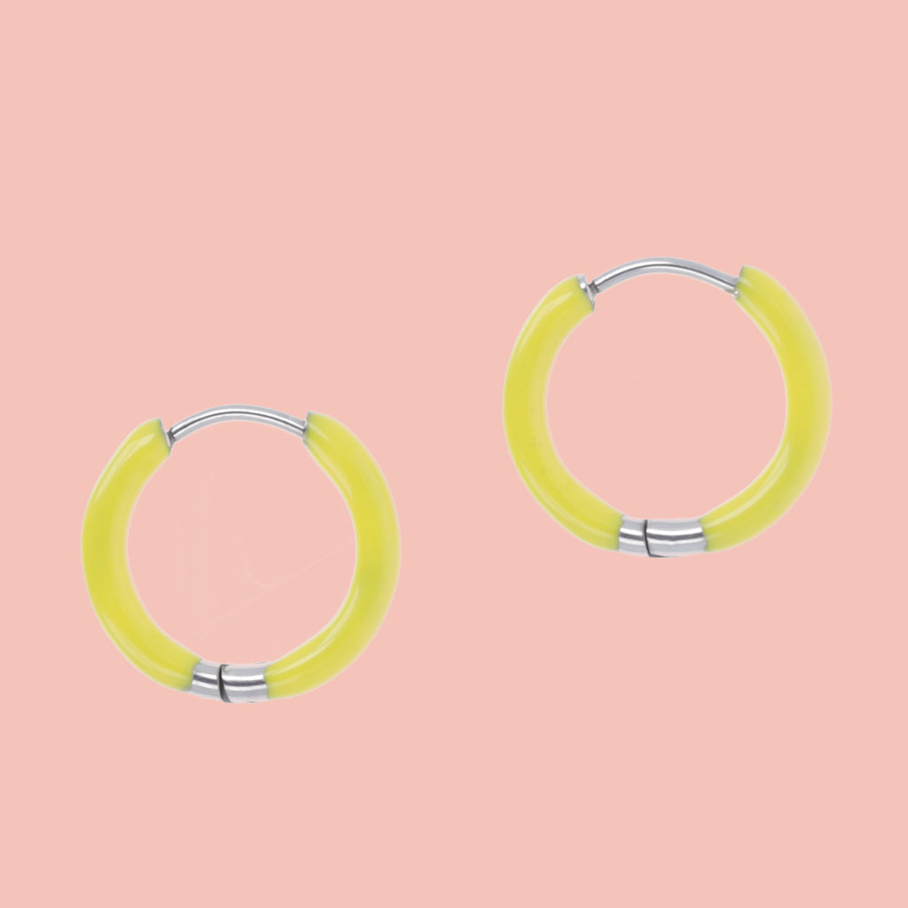 17mm Yellow Hoop Earrings - Sour Cherry