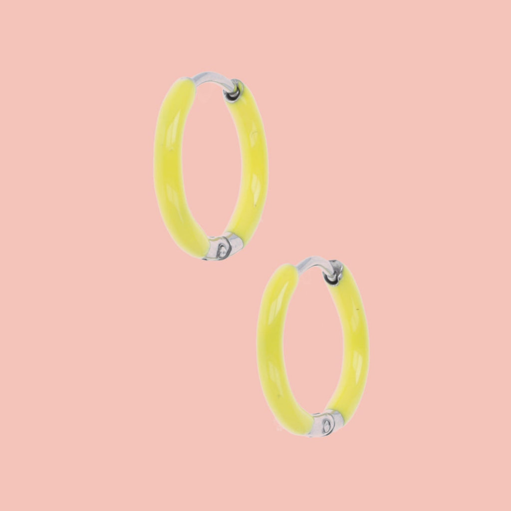 17mm Yellow Hoop Earrings - Sour Cherry