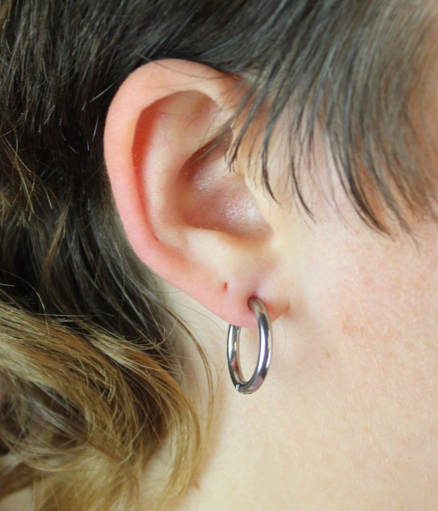 19mm Clip On Stainless Steel Hoop Earrings - Sour Cherry
