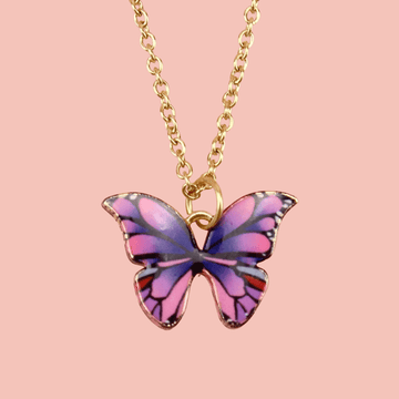 Purple & Pink Butterfly Necklace - Sour Cherry