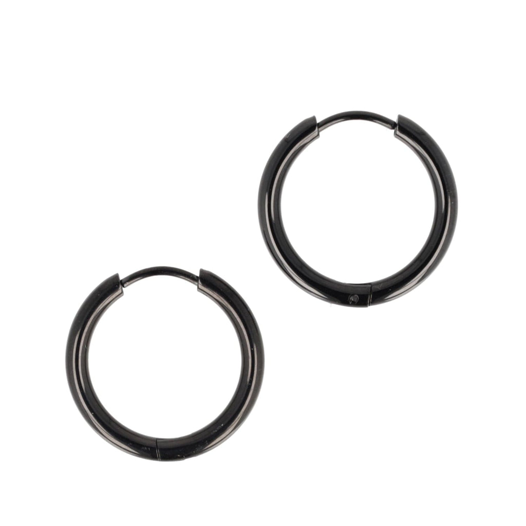 21mm Stainless Steel Hoop Earrings (Black) - Sour Cherry
