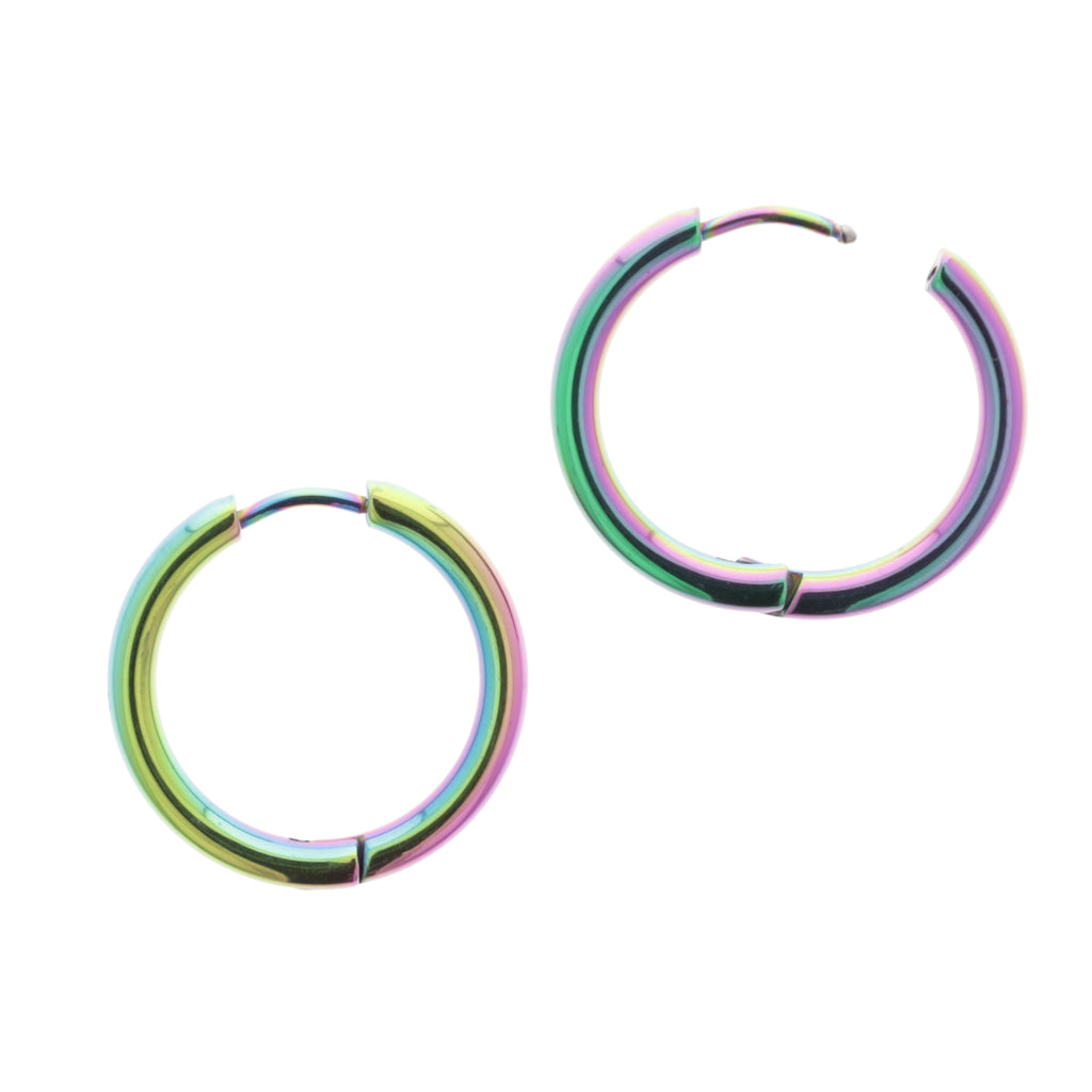 21mm Stainless Steel Rainbow Hoop Earrings - Sour Cherry