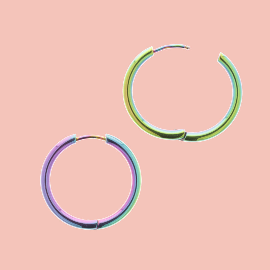 25mm Stainless Steel Rainbow Hoop Earrings