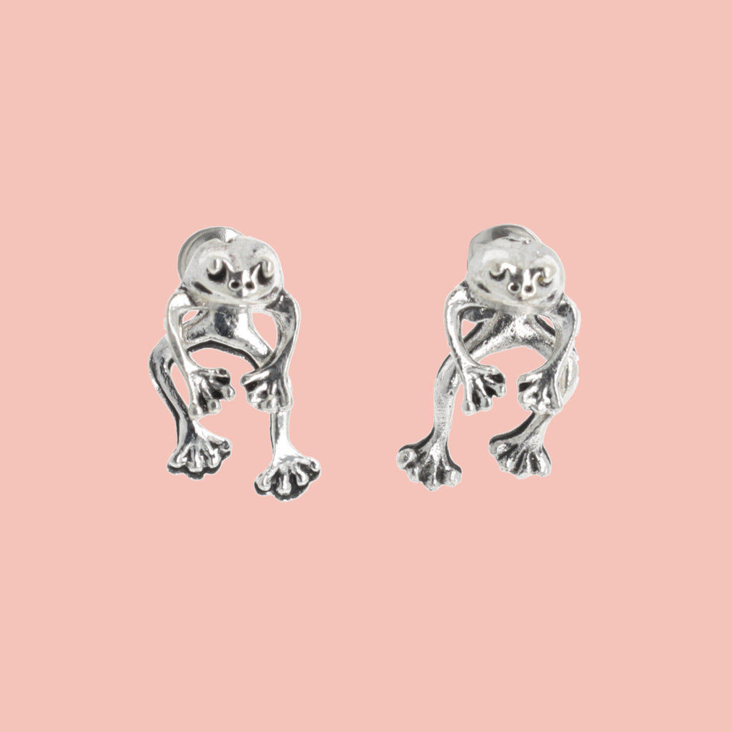 2 Piece Frog Stud Earrings - Sour Cherry