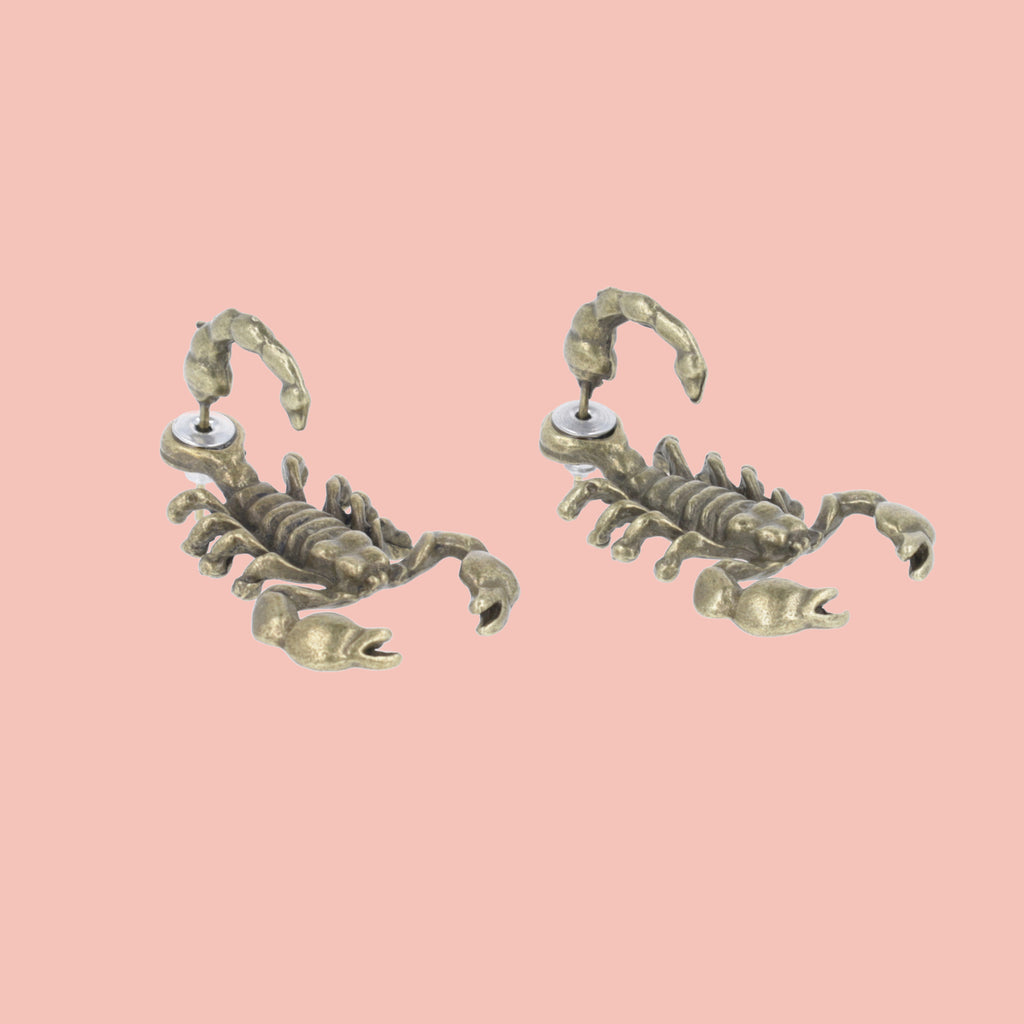 Scorpion 2 Piece Stud Earrings (Antique Gold Plated) - Sour Cherry