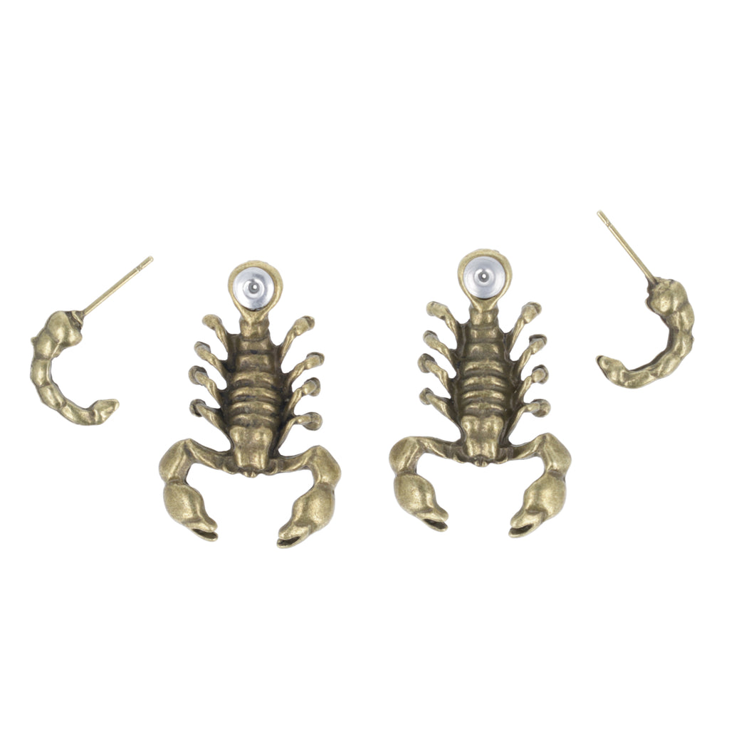 Scorpion 2 Piece Stud Earrings (Antique Gold Plated) - Sour Cherry