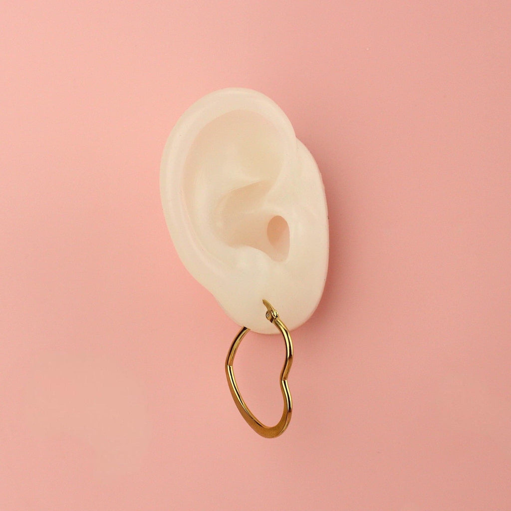 30mm Heart Hoop Earrings (Gold Plated) - Sour Cherry
