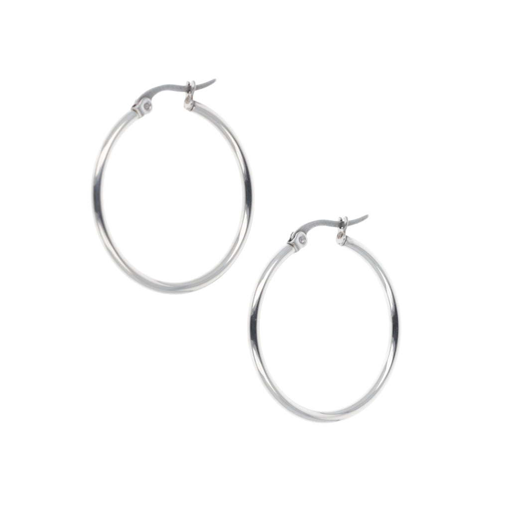 30mm Stainless Steel Hoop Earrings - Sour Cherry