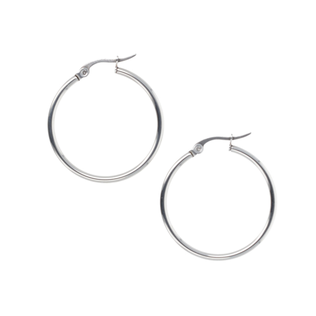 30mm Stainless Steel Hoop Earrings - Sour Cherry