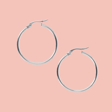 30mm Stainless Steel Hoop Earrings - Sour Cherry