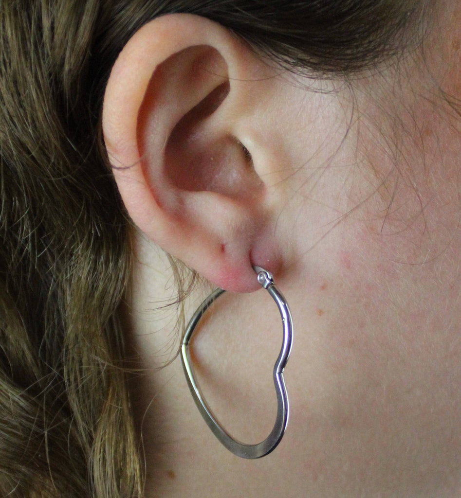 30mm Heart Hoops (Stainless Steel) - Sour Cherry