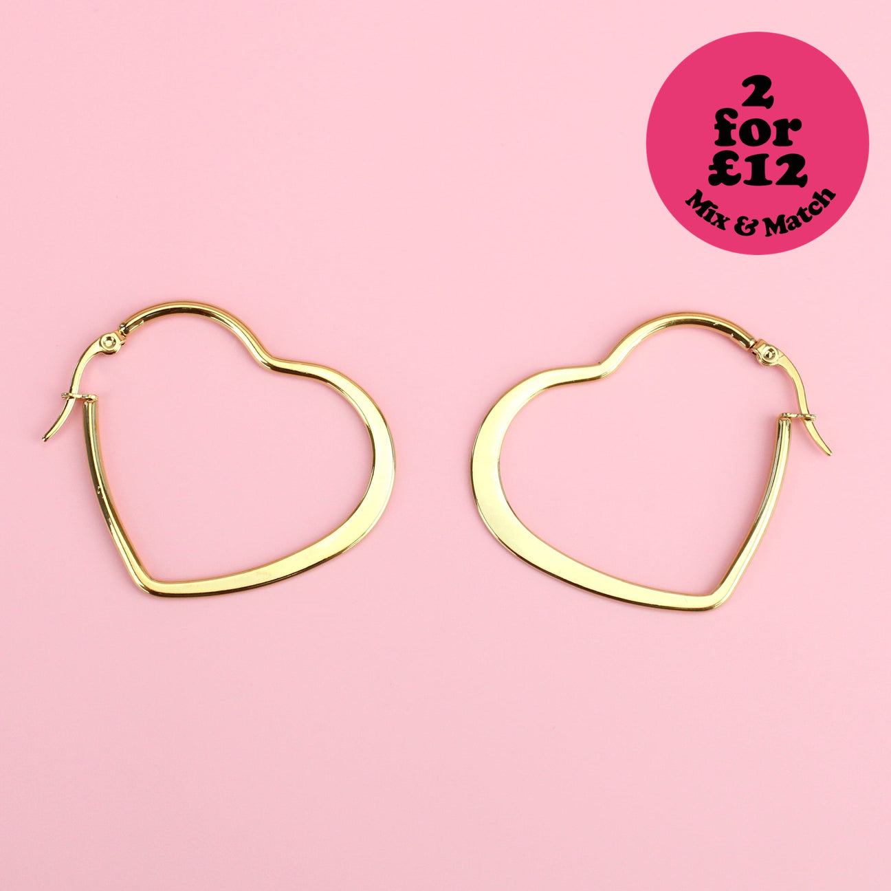 40mm Heart Hoop Earrings (Gold Plated) - Sour Cherry