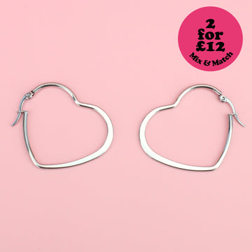 40mm Heart Hoops (Stainless Steel) - Sour Cherry