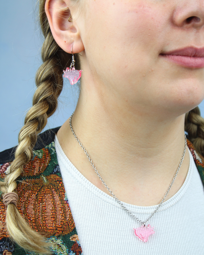 Glitter Piggy In The Middle Necklace - Sour Cherry