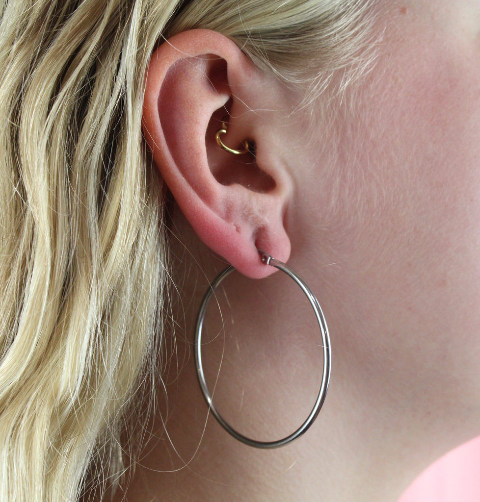 50mm Stainless Steel Hoop Earrings - Sour Cherry
