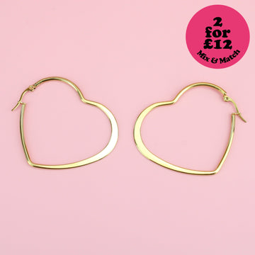 50mm Heart Hoop Earrings (Gold Plated) - Sour Cherry