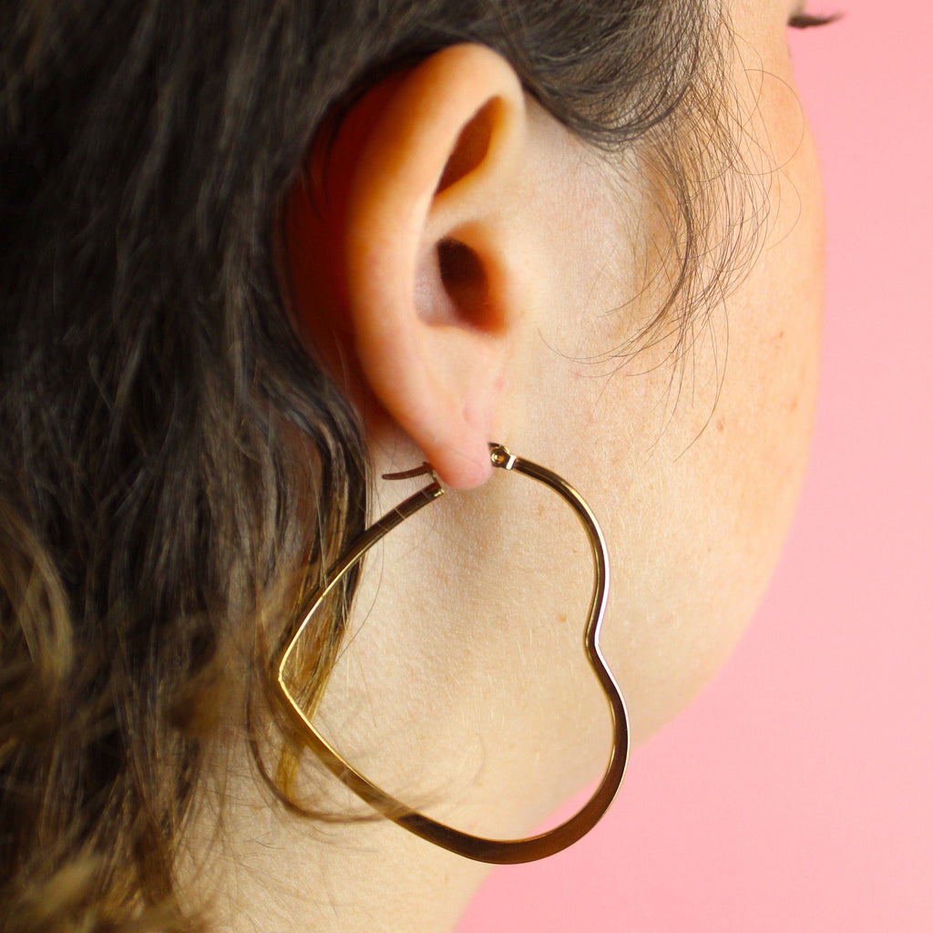 50mm Heart Hoop Earrings (Gold Plated) - Sour Cherry
