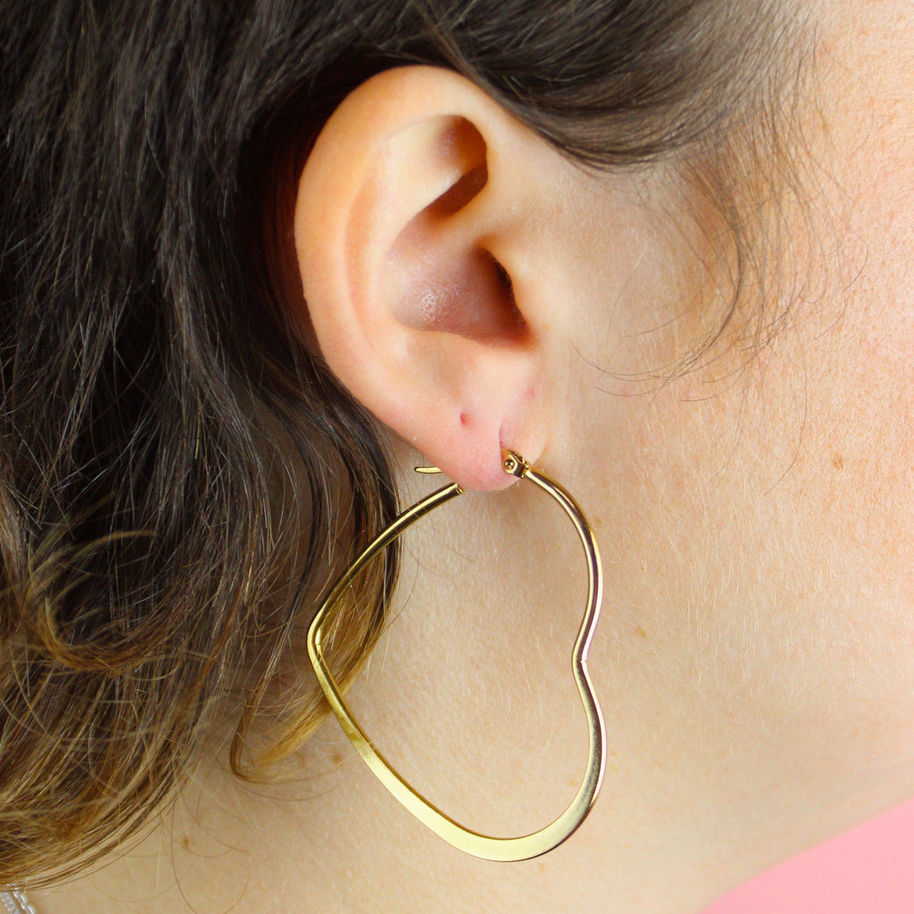 50mm Heart Hoop Earrings (Gold Plated) - Sour Cherry