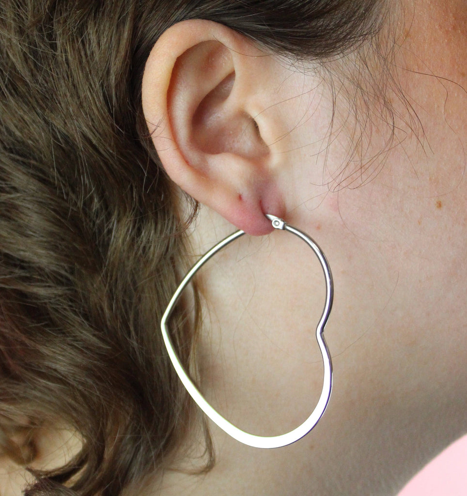 50mm Heart Hoops (Stainless Steel) - Sour Cherry